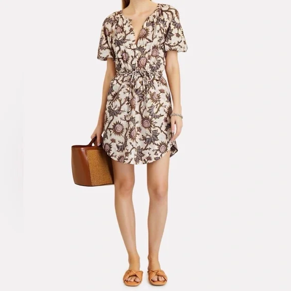 A.L.C. Adelaide Floral Tie Waist Puff Sleeve Mini Dress SZ 10 - Picture 4 of 15